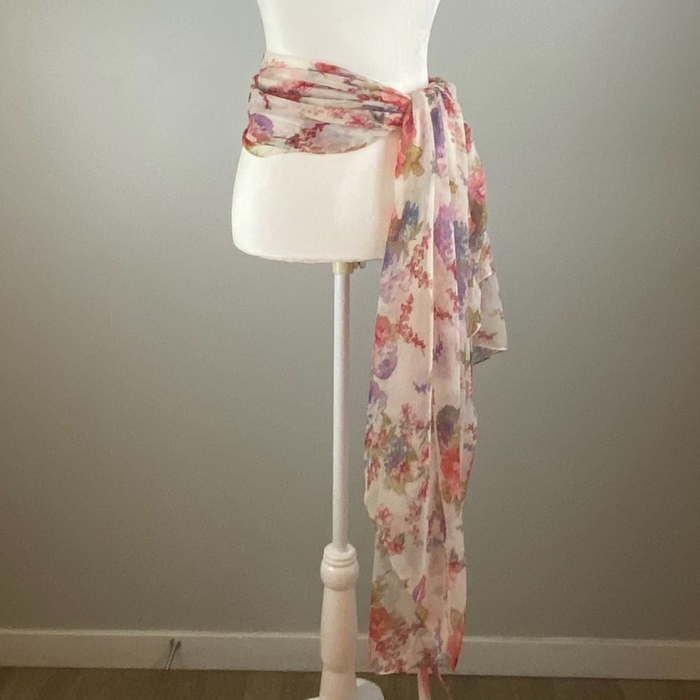 SOLD OUT! Betsey Johnson Sheer Floral Scarf Wrap - Picture 5 of 14
